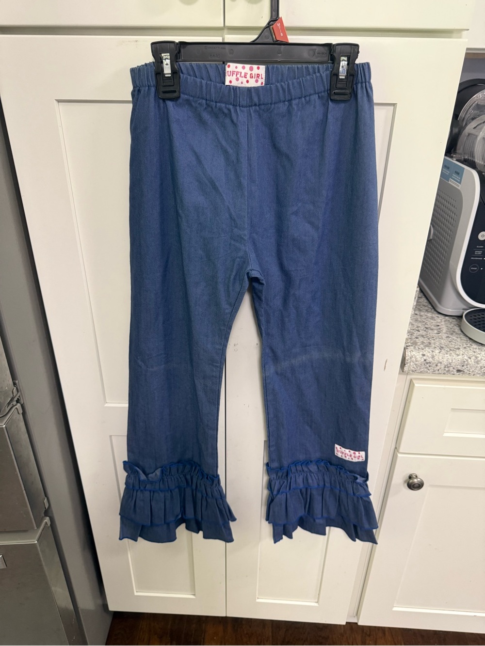 Ruffle Hem Girls Leggings - Navy Blue